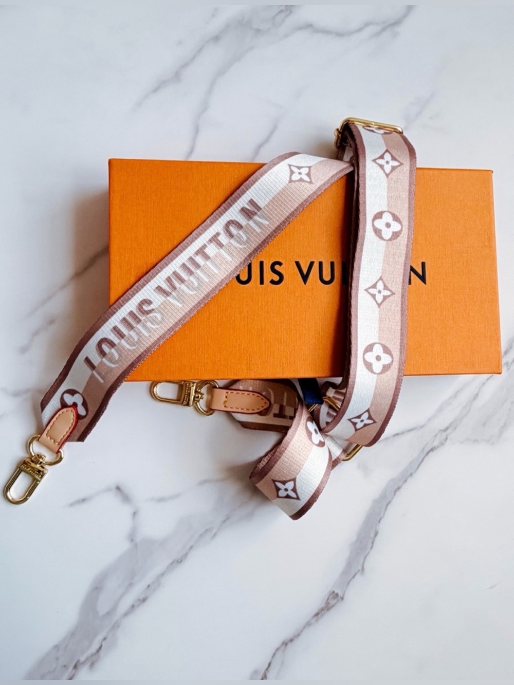 LUX INSPIRED Pink Beige Monogram Adjustable Bag Strap